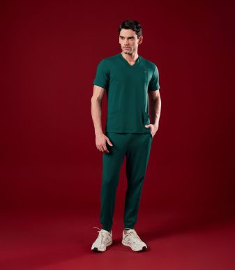 Conjunto Uniforme Médico Hombre Estilo Jogger Color Verde Esmeralda
