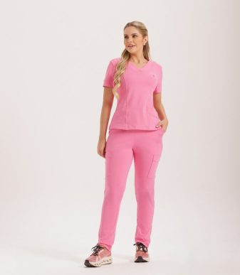 Uniforme Clínico Rosado Antifluido Elasticado