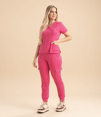 Uniforme Clínico Rosado Antifluido Elasticado